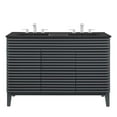 thumbnail image 5 of Double Sink Vanity Cabinet, Grey Gray Black, Wood, Mid Century Hotel Bedroom Bathroom, Modern Contemporary HB33659, 5 of 11