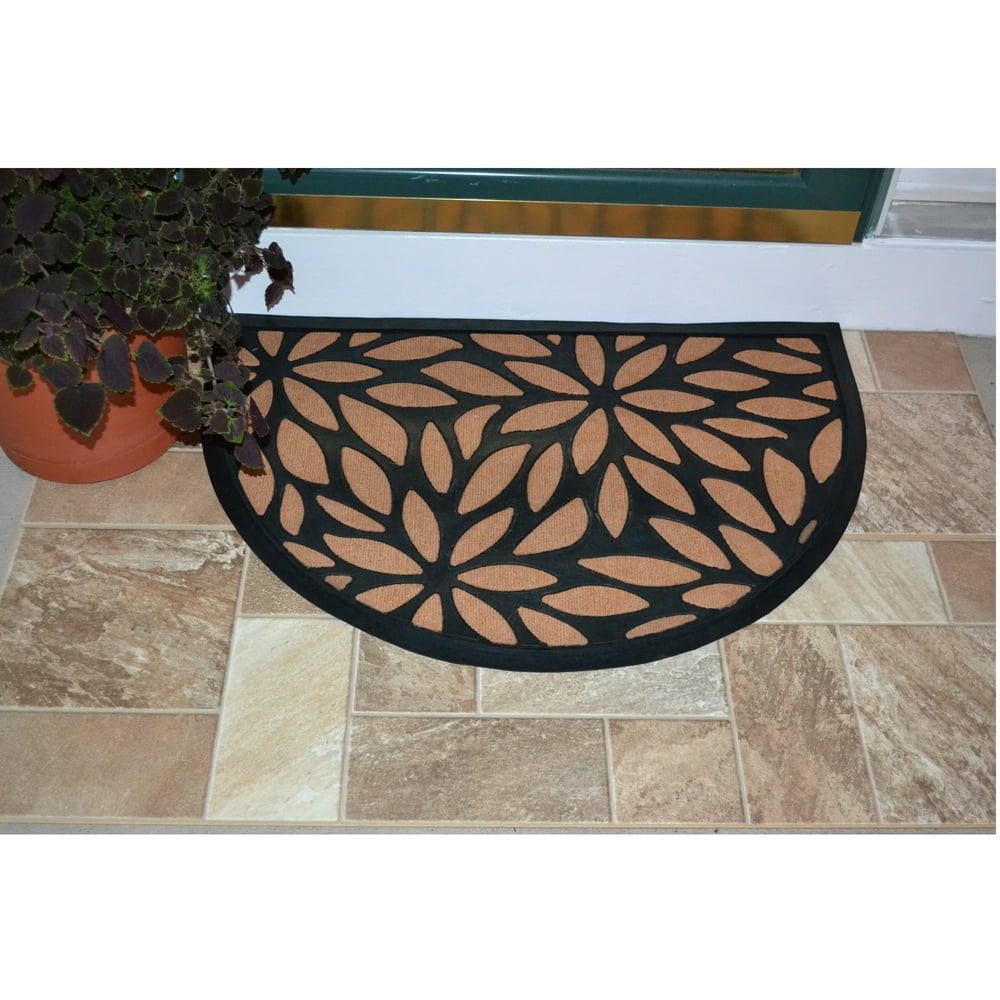36" Black and Brown Petals Elegant Large Half Round MachineMade Door