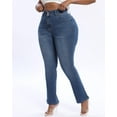 thumbnail image 3 of Gocolloa Plus Size Jeans Bootcut Stretchy for Women High Waisted Modern Curvy Flare Trouser Jean Dark Blue 18W, 3 of 6
