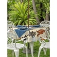 thumbnail image 3 of Outdoor Tablecloth with Umbrella Hole for Patio/Picnic/Party/Camping, Rustic Cat Waterproof Table Cloth Round Cover Washable, Funny Cute Fish Leaves Bubble (Dia 54"), 3 of 8