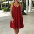 thumbnail image 4 of Bosfbaoi Dresses for Women Casual Plaid Cami Dress A-Line Beach Vacation Sundress Button Front V-Neck Sleeveless Womens Dresses with Pockets Summer Dresses for Women 2026, 4 of 6
