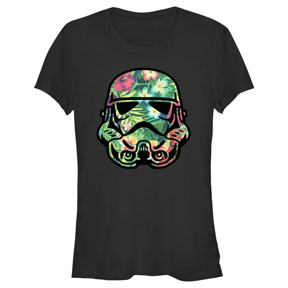Junior's Star Wars Stormtrooper Tropical Portrait Graphic Tee Black 2X Large