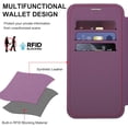 thumbnail image 3 of CASEFIV for iPhone 16 Pro Max Case,Compatible with Magsafe,Slim Fit Flip Protective PU Leather Wallet Case with RFID Blocking Card Slot Build-in Len Protector,Purple, 3 of 7