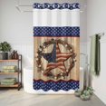 thumbnail image 6 of No Hook Shower Curtain with Built-in Rings - 4th of July Washable Waterproof Fabric Bathroom Curtains for Hotel,Rentals, Stall 54 X 78 Inch , Vintage American Star Navy Blue, 6 of 9
