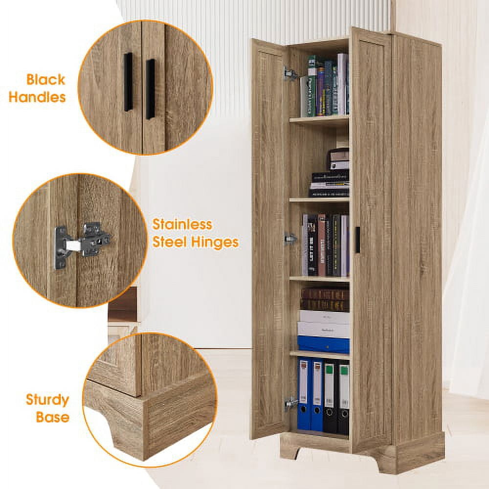 Bellemave 71"H Tall Bathroom Storage Cabinet with Adjustable Shelves, Wood Tall Storage Cabinet 2 Doors for Bathroom, Office, Kitchen, Brown
