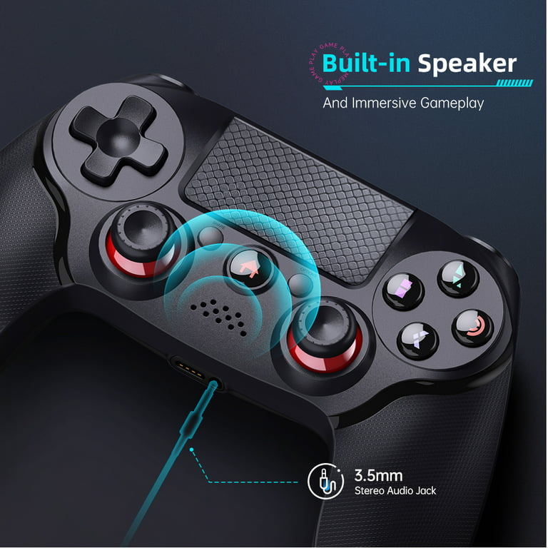Wireless Controller for PS4/Pro/Slim Consoles, Gamepad Controller with  6-Axis Motion Sensor/Audio Function/Charging Cable - Lightning