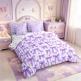 thumbnail image 2 of Manfei Cute Purple Bowtie 7-Piece Twin Bedding,Fashion Bowknot Heart Print Bedding Comforter Set,Colorful Stars Reversible, 2 of 7