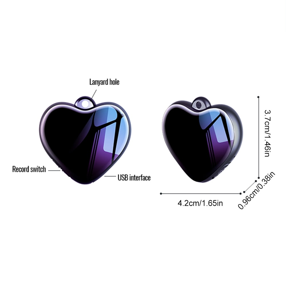 HUISZJ Mini Voice Recorder Heart Shape, Voice Activated Recorder Timing, Micro Recording Pendant for Lectures Meetings Interviews (8GB
