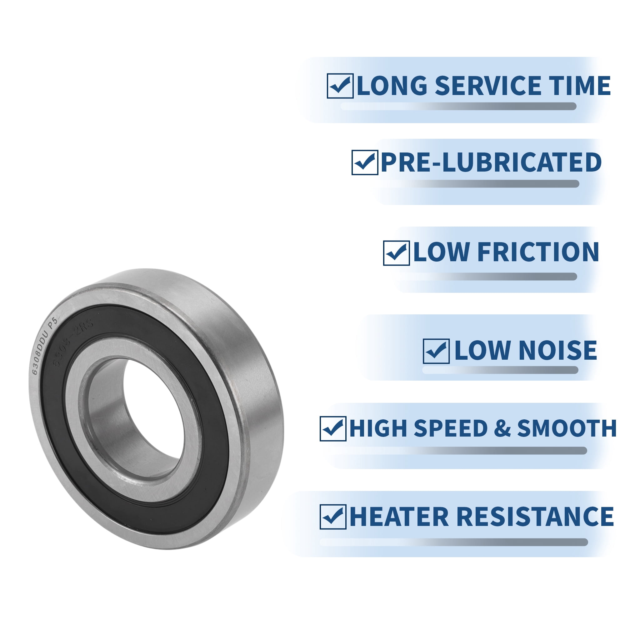 Unique Bargains 6308DDU Deep Groove Ball Bearings 40x90x23mm P5 Double Rubber Seal Lubricated Bearings 1 Pc Car Scooter Skateboard Wheel Universal Silver Tone Black