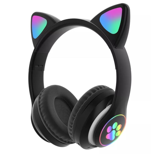 Audífonos Inalámbricos Cat Ear Bluetooth Luz RGB Negro Yasuhisa EJ-0141