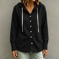 thumbnail image 2 of QIYAGBSA Hooded Denim Shirt for Women Button Down Long Sleeve Relaxed Fit Casual Spring Fall (Black, 2XL), 2 of 8