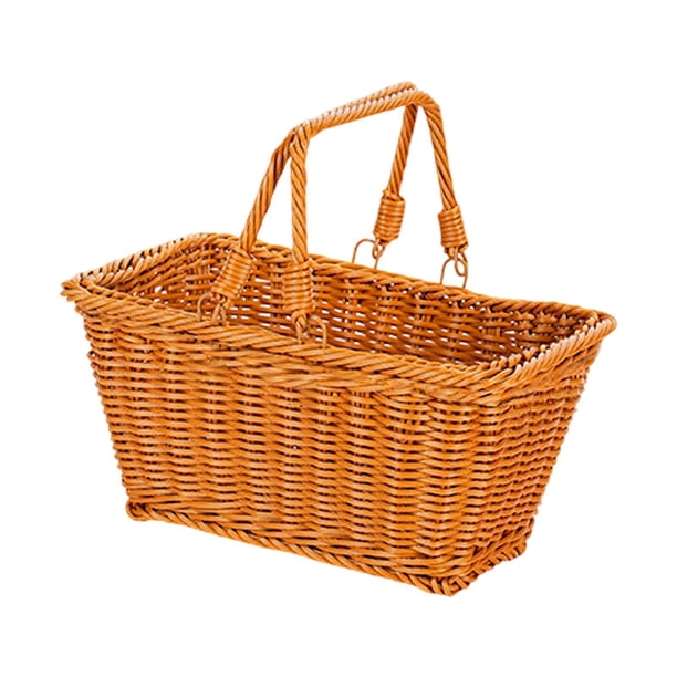 Cesta de Picnic, cesta tejida de mimbre de imitación, organizador rústico resistente, cesta de frutas, cesta de almacenamiento para servir para bodas 23cm x 125cm x 14cm