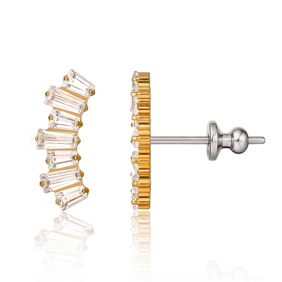 Limerencia F136 Pure Titanium Hypoallergenic Implant Grade Studs, Titanium Cubic Zirconia Earrings for Women and Men Sensitive Ears