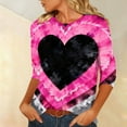 thumbnail image 4 of Valentine's 3/4 Sleeve Tops for Women Dressy Heart Printed Shirts Crew Neck Holiday Tunics Three Quarter Length Sleeve T-Shirt Cute Funny Outfits 2026 Summer Tops, 4 of 6