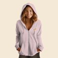 thumbnail image 3 of Dalix Hot Dog Embroidered Fleece Zip Washed Hoodie Cold Fall Winter Women in Blush M Medium, 3 of 5