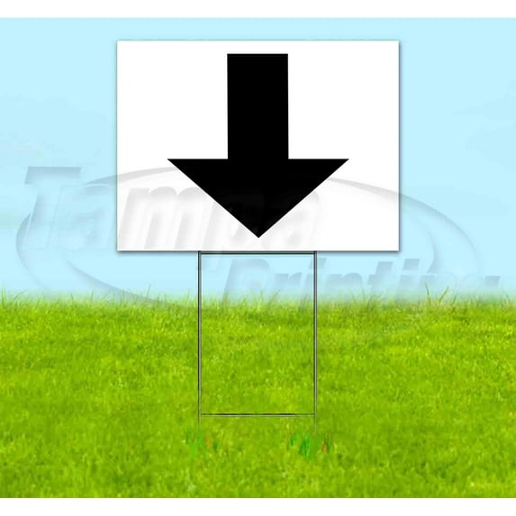 Arrow Down (18" x 24") Yard Sign, Includes Metal Step Stake