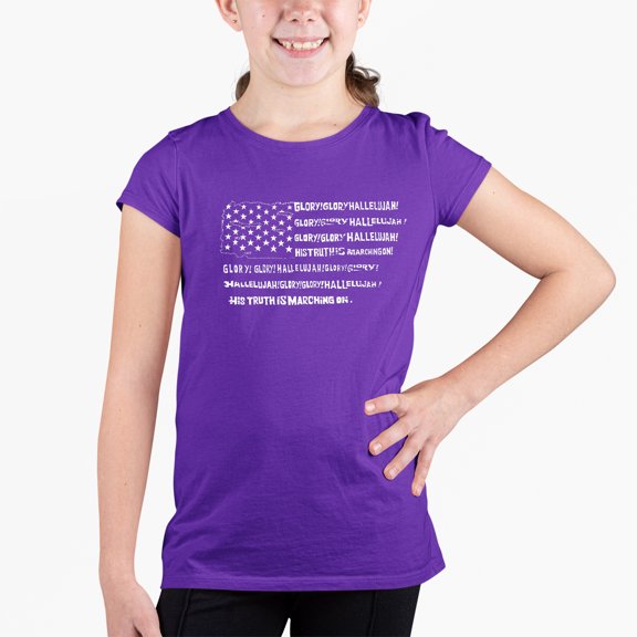 Girl's Word Art T-shirt - Glory Hallelujah Flag