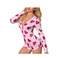thumbnail image 2 of Women Sexy Long Sleeve Short Jumpsuit Valentine's Day Onesie Pajamas Party Button Down V Neck Heart One Piece Rompers, 2 of 6