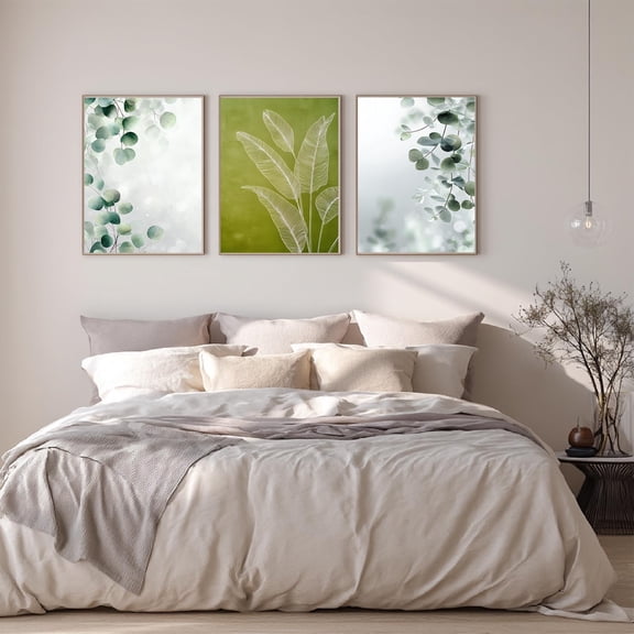 Modern Green Plants Abstract Canvas Painting Print Wall Art for Living Room Bedroom Decoration Frameless