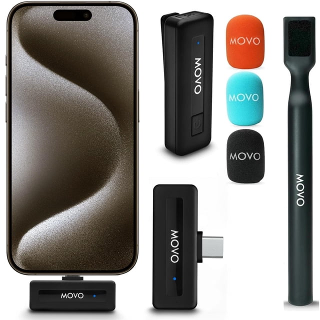 Micrófono Lavalier inalámbrico Movo Wireless Mini UC para iPhone