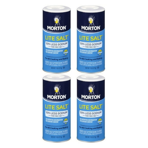 Morton Lite Salt, With Half The Sodium Of Table Salt, 11 oz (4pack)
