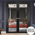 thumbnail image 6 of Solid Interior French Double Doors 64 x 80 inches | Lucia 1299 Matte Black with Mirror | Wood Solid Panel Frame Trims | Closet Bedroom Sturdy Doors, 6 of 7