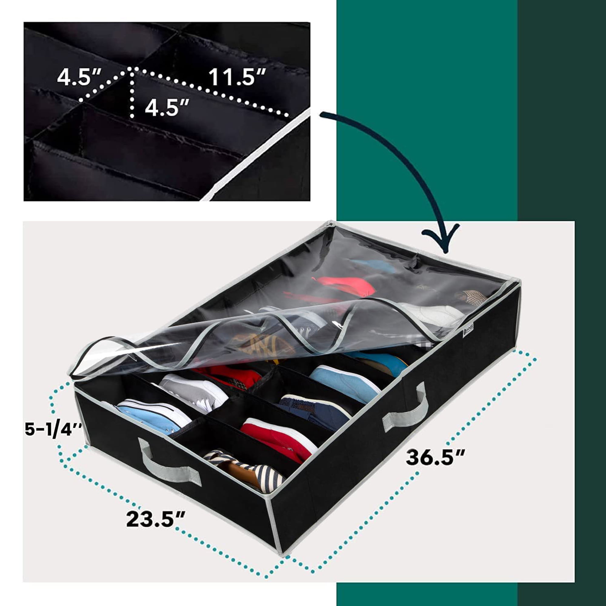 Hold N' Storage Extra Large Underbed Shoe Storage Organizer, Set of 2 Gray, Men's, Size: 36.5 x 23.5 x 5.25
