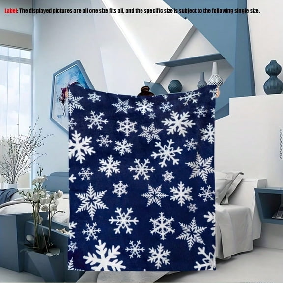 HELLOYOUNG Flannel Throw Blanket Soft Lightweight Cozy All-Season Bed Blanket for Couch Travel Camping Office Home Snowflake Pattern Warm Gift