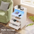 thumbnail image 6 of ZXNYH Nightstand with Charging Station and LED Lights, 2 AC and USB Power Outlets, Night Stand with 2 Drawers and Storage Shelves, Bedside Table for Bedroom - Black, 6 of 7