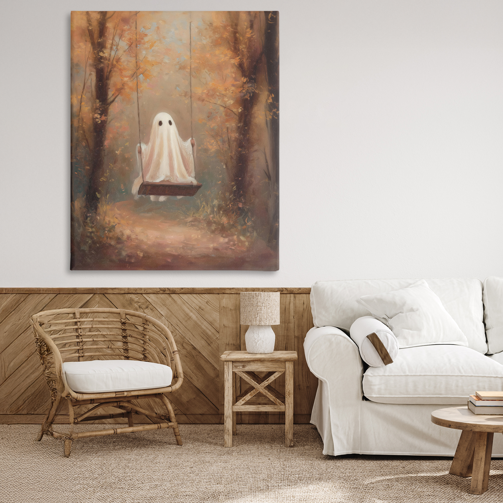 Eerie Swinging Ghost Canvas Wall Art, design by Arlington Prints