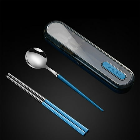 

Travel Utensils Set Stainless Steel Spoon/Chopsticks/Fork with Holder Case Housewarming Gift