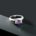 thumbnail image 4 of Gem Stone King Men's 925 Sterling Silver Purple Amethyst and White Created Sapphire Ring (1.06 Cttw, Oval 8X6MM, Gemstone Birthstone, Available in Size 7, 8, 9, 10, 11, 12, 13), 4 of 6