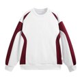 thumbnail image 1 of toraway Chandails à Capuchon pour Hommes Chandail en Molleton Blanc à Col Rond pour Hommes au Printemps et Automne Nouveaux Styles pour Adolescents en Patchwork Rétro Coréen Vêtements Amples et Lourds à Manches Longues m, 1 of 4