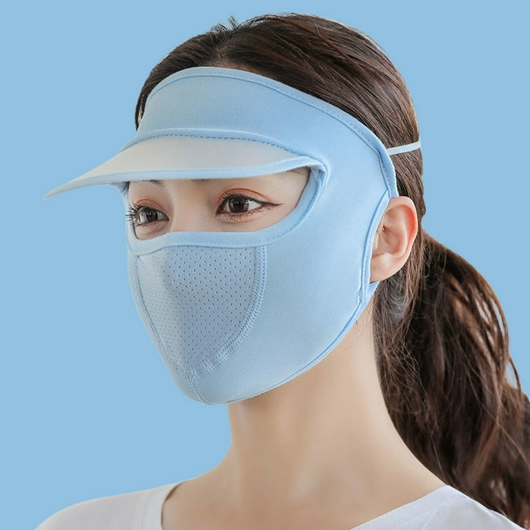 Kotyreds Ice Silk Sunscreen Full Face Mask UV Protection Cycling Sports  Beach Sun Hat Cap 