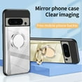 thumbnail image 3 of Case For Google Pixel 8,Decase Fashionable Luxury Makeup Mirror Phone Cover Stylish Shockproof Lightweight Case With 360 ° Bling Diamond Ring Kickstand,for Google Pixel 8 6.2" 2023 - Silver, 3 of 11