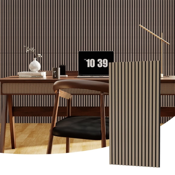 Garvee 4-Pack 3D Fluted Wood Slat Acoustic Panels, Soundproof Wall Panels, 47.2"x23.6", Brown