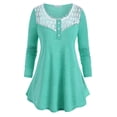 thumbnail image 1 of Más el tamaño de la túnica del cordón de ganchillo camiseta Rosegal Mangas largas de talla grande, 1 of 5