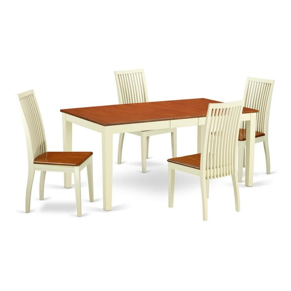 East West Furniture Dining Room Set Buttermilk & Cherry, NIIP5-BMK-W