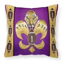 Carolines Treasures 8205PW1414 Tiger Football Fleur de lis Fabric Decorative Pillow , 14Hx14W, multicolor