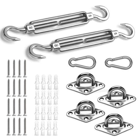 SUNNY GUARD Sun Shade Sail 316 Stainless Steel Hardware Kit 6 Inch for Rectangle Shade Sail Installation for Backyard Yard Deck Patio Garden