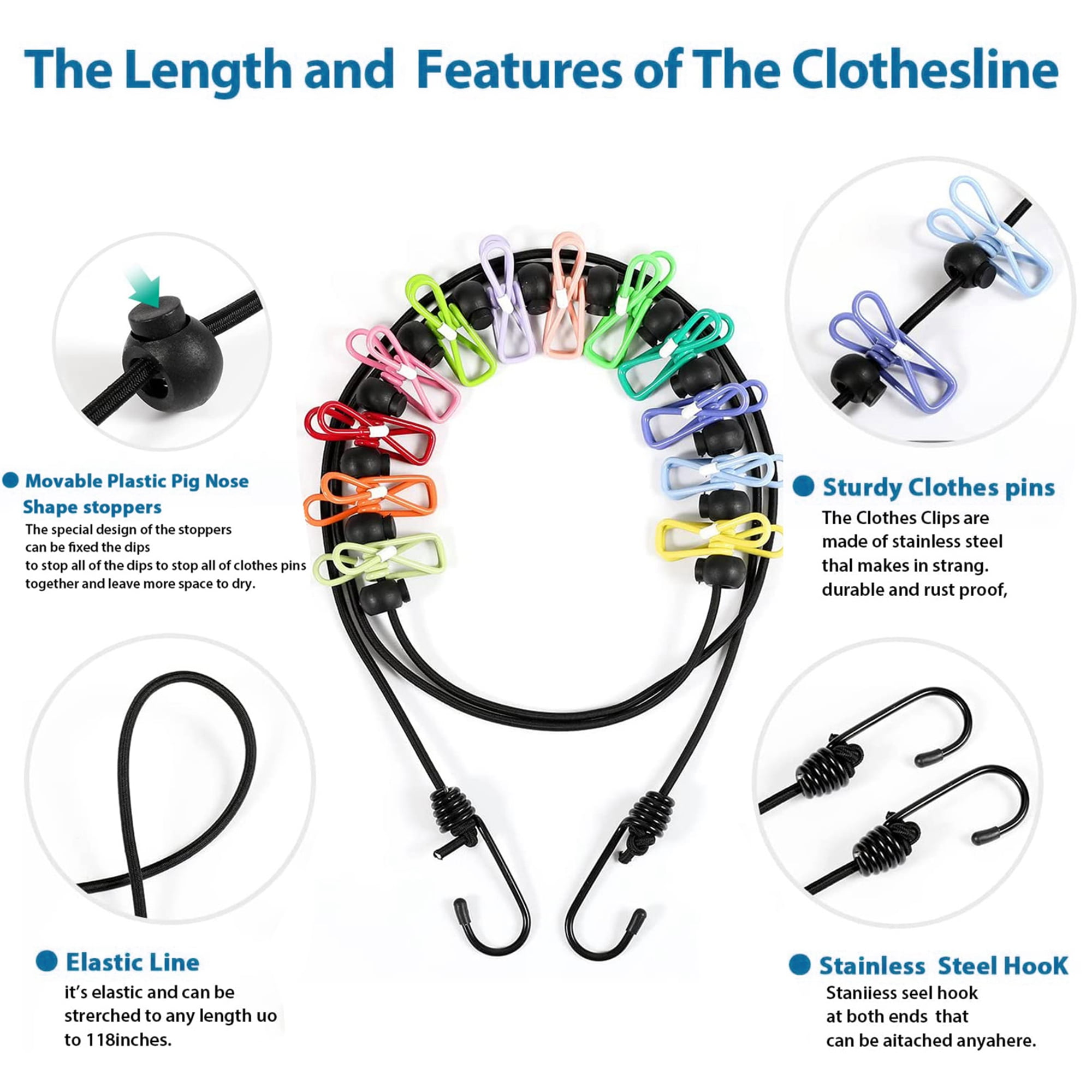 Travel Elastic Clothesline 12 CLIP at Rs 85/piece in Surat