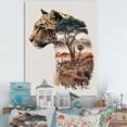 thumbnail image 2 of Designart Double Exposure Of A Tiger With African Landscape III Canvas Wall Art, 2 of 5