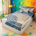 thumbnail image 2 of meiyoeat Boho Geometric Print Zipper Twin Comforter Sets with Fitted Sheet and 2 Pillowcases For Adults,Tropical Monstera Leaf Print Zipper Bedding Set For Women,Reversible,4 Pieces, 2 of 7