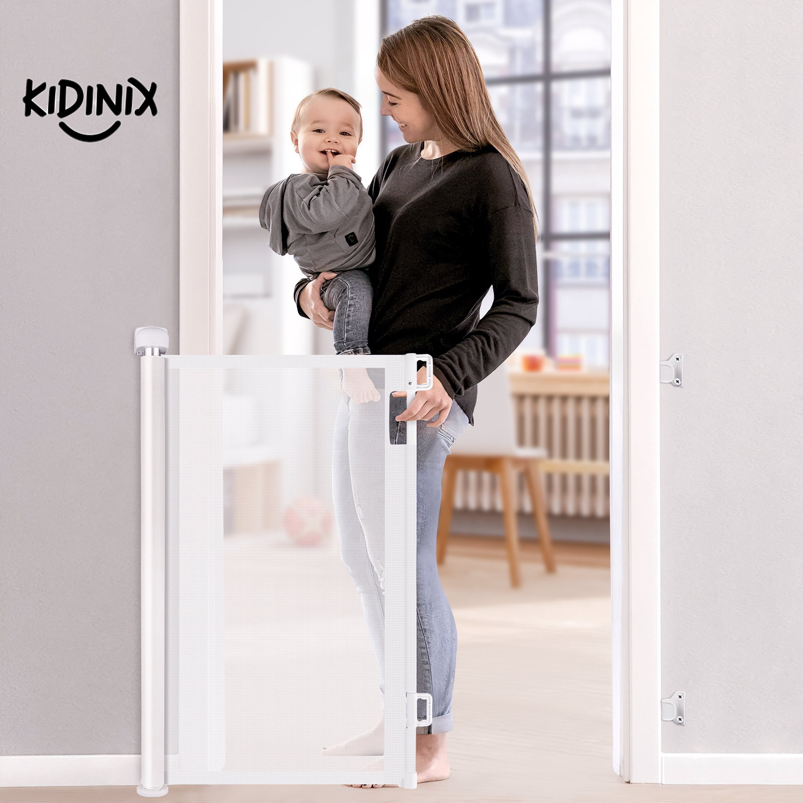 KIDINIX Retractable Baby Gate, Baby Gate for Stairs, Retractable Dog