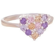 M.C Crystal Swarovski 18kt White Gold-Plated Sterling Silver Kids' Heart Ring