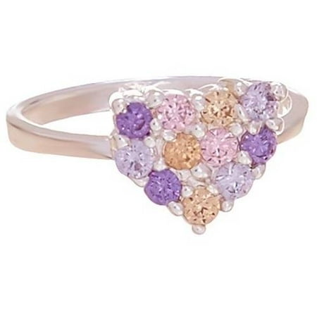 M.C Crystal Swarovski 18kt White Gold-Plated Sterling Silver Kids' Heart Ring