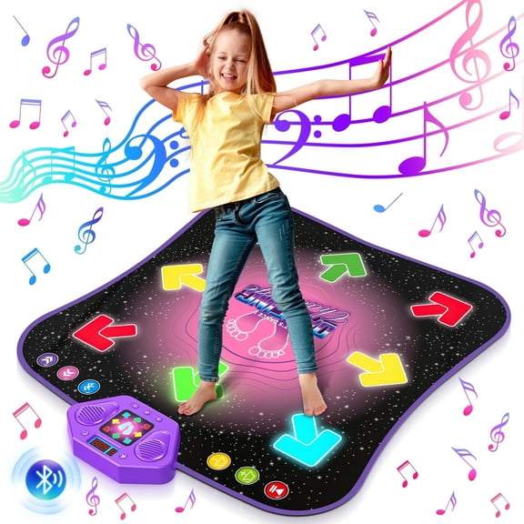 Freecat Dance Mat, Light up Dance Pad Game Toys for Girl Ages 3 4 5 6 7 8  Year Old Christmas Birthday Gifts, Mobile Bluetooth Connection Dance Play Mat for Kids Toddler Girls.