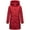 Dark Red, variant on Women's Thigh-Length Quilted Winter Coat with Hood - Karumikoo XVI