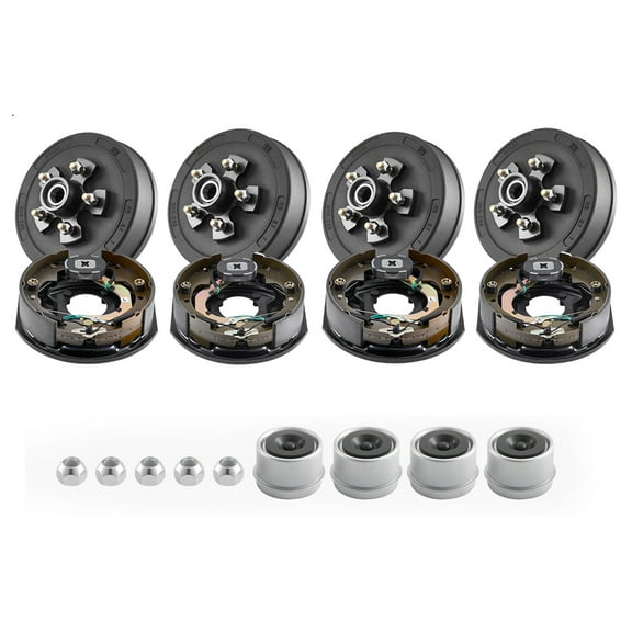 KFFKFF Electric Trailer Brake Assembly, 10 x 2-1/4 Inch, 2 Sets of Self-Adjusting Brakes for 3500 lbs Axles, Backing Plates for Brake System Replacement, Suitable for Trailers and RVs