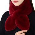 thumbnail image 1 of Women's Winter Plush Cross Scarf, Imitation Rabbit Fur Neck Warmer, Thickened Faux Fur Collar for Cold Weather, Versatile Soft Wrap for Autumn & Winter, 32x4 Inches, 1 of 8